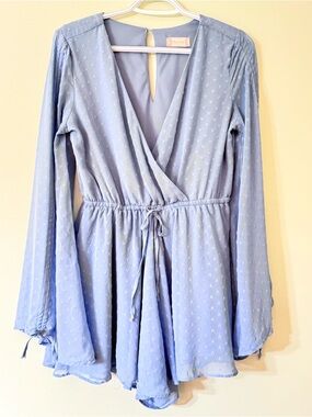 Alter’d State Blue Swiss Dot Romper Dress Small Boho Cottagecore Flowy